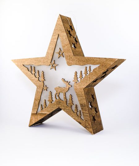 Šviečianti dekoracija “LED WOODEN STAR LIGHT”
