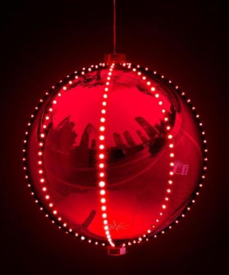 Šviečiantis LED burbulas 15 cm, raudonas