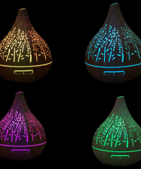 Kvapų difuzorius su LED | medinis 500 ml